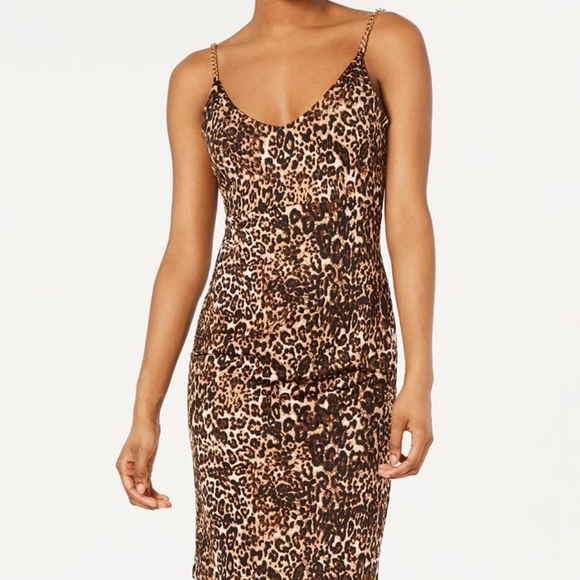 Bebe Leopard Cheetah Animal Print Open Back Satin Cocktail Dress Small EUC - Picture 4 of 8